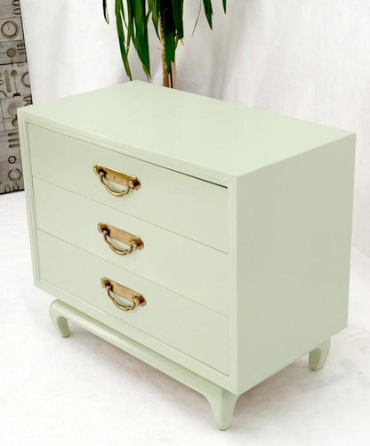 Light Olive Lacquer Oriental Base Legs 3 Drawer Accent Dresser Bachelor Chest