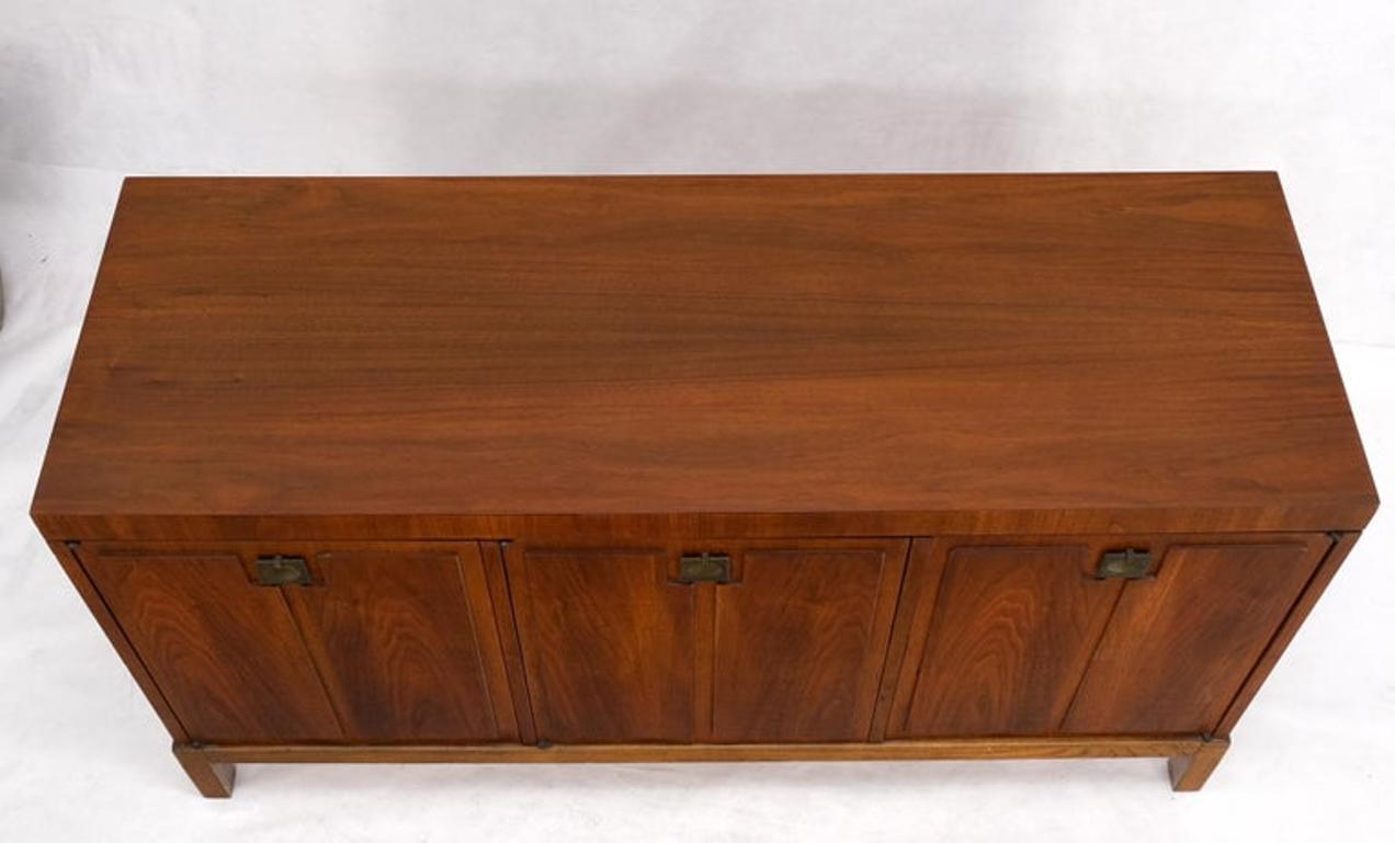 Three Doors Compartments Two Fitted Doors Walnut Mid Century Server Buffet