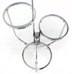 Chrome Floor Lamp with Three Circular Built-In Stand Tables