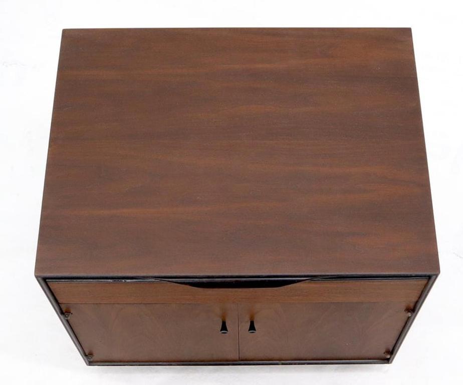 John Stuart Walnut One Drawer Two Doors Compartment End Table Nightstand