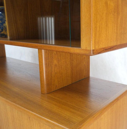 Danish Mid-Century Modern Teak Credenza Tambour Doors Hutch Mint