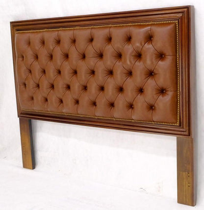 Brown Tan Leather Tufted Custom Full Size Headboard Bed