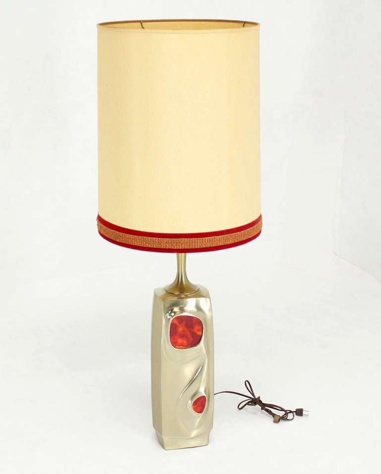 Mid-Century Modern Art Nouveau Style, Cast Metal Base Table Lamp