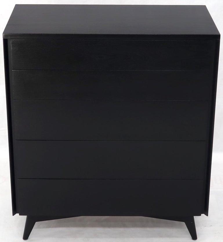 Five Drawers Black Lacquer Mahogany High Chest Dresser by John Stuart