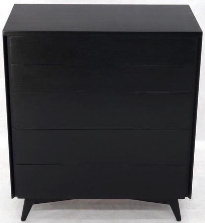 Five Drawers Black Lacquer Mahogany High Chest Dresser by John Stuart