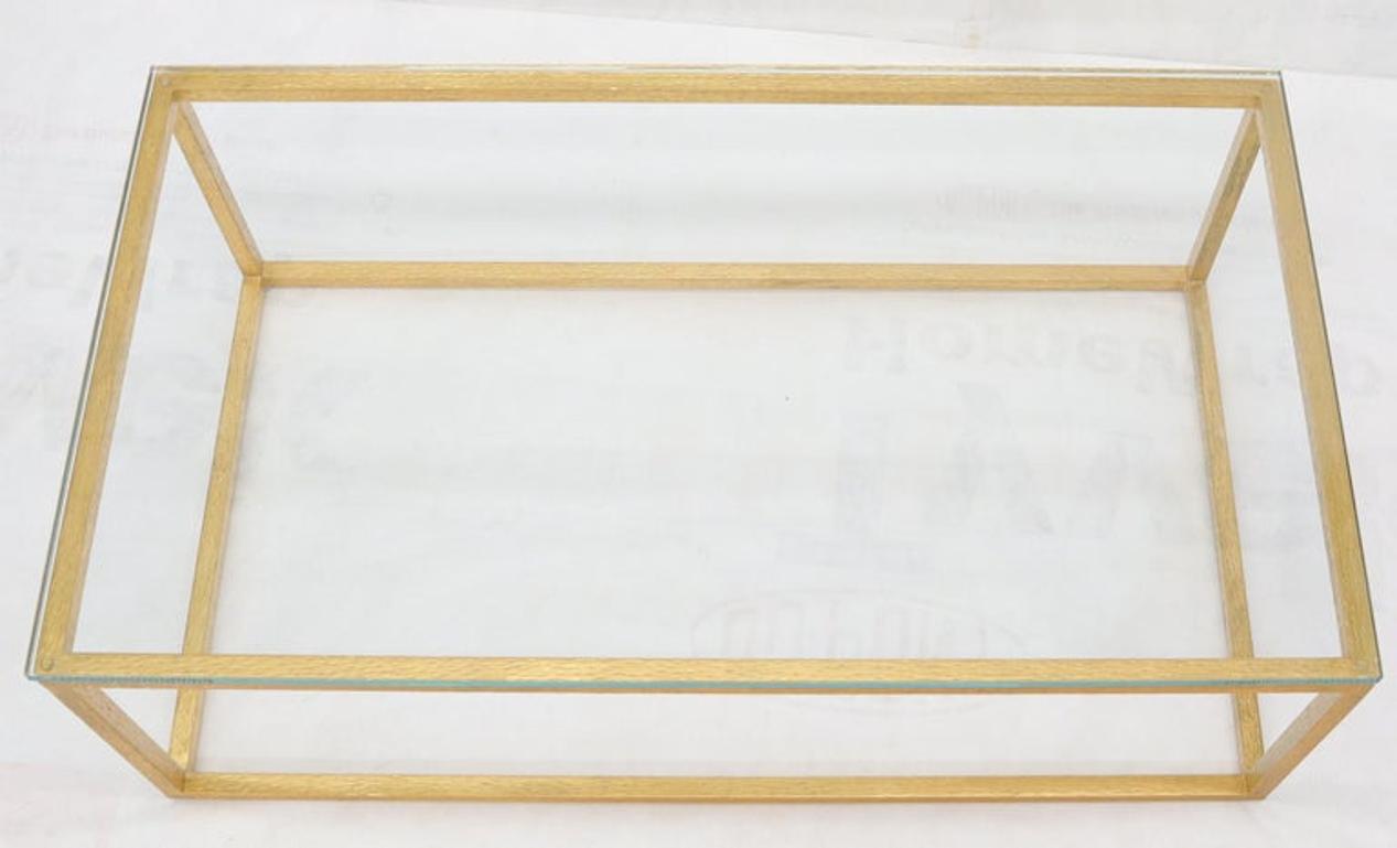 Gold Gilt Rectangle Frame Thick Glass Top Coffee Table