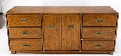 Campaign Style 9 Drawers Two Doors Compartment Paint Decorated Dresser Credenza