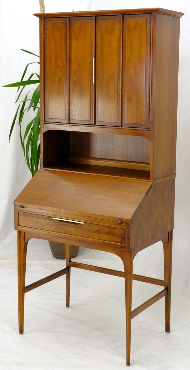 Mid-Century Modern Walnut tall Secretary Desk Bookcase