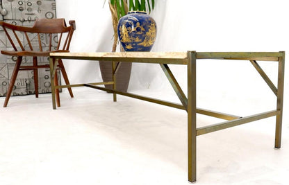 Brass Frame Marble Top Rectangular Coffee Table McCobb Attributed