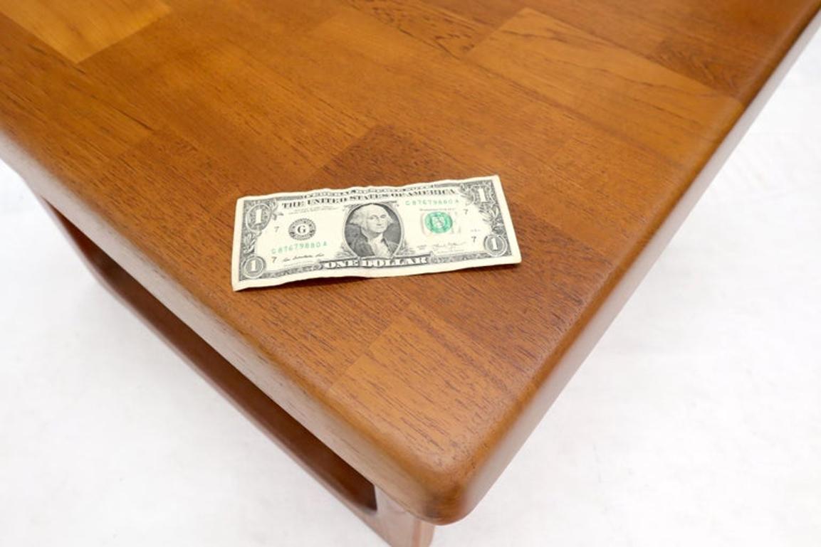 Danish Mid-Century Modern Solid Thick Teak Top Square Coffee Side Table