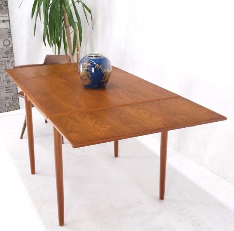 Danish Mid-Century Modern Square Teak Refectory Extension Boards Dining Table