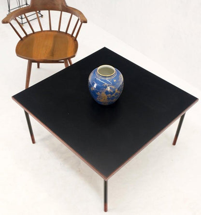 Danish Mid-Century Modern Square Black Laminate and Teak Top Coffee Table MINT!