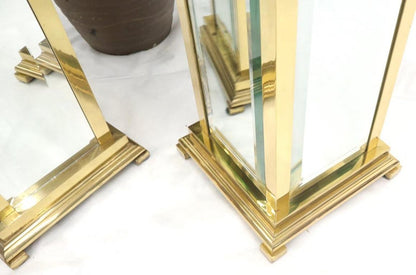 Square Brass and Mirror Panels Pedestals Stands