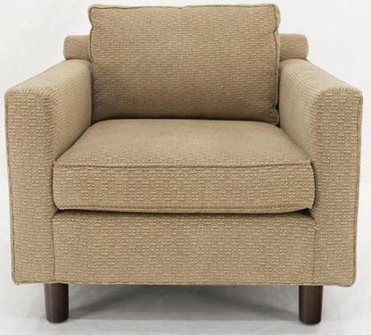 Deep Oatmeal Fabric Upholstery Contemporary Lounge Chair on Dowel Legs