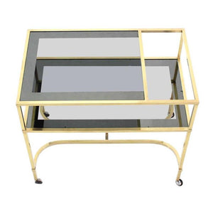 Nice Solid Brass Square Profile Serving Cart on Wheels