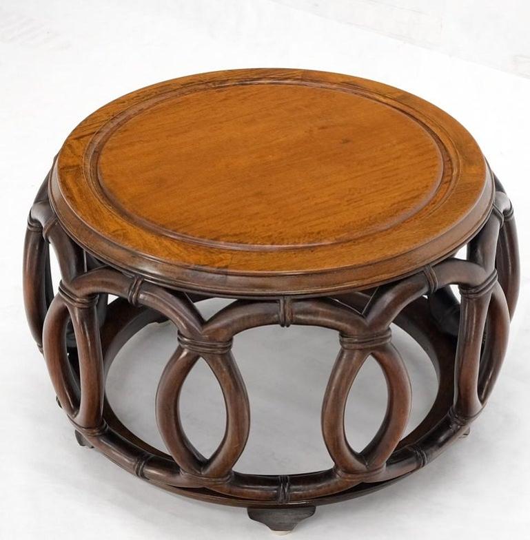 Very Fine Carved Solid Mahogany Round Occasional Coffee Side Center Table