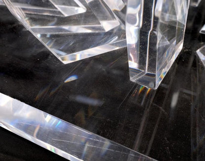 Lucite "Ice Crystals" Base Rectangle Glass Top Mid-Century Modern Coffee Table