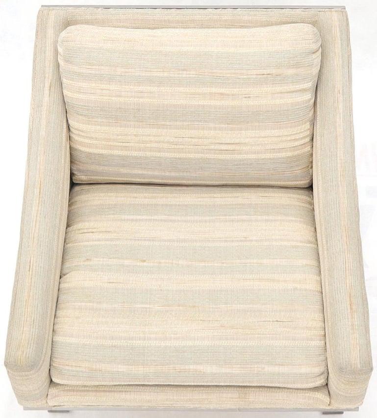 Heavy Stainless Steel Base Upholstered Scoop Lounge Chair