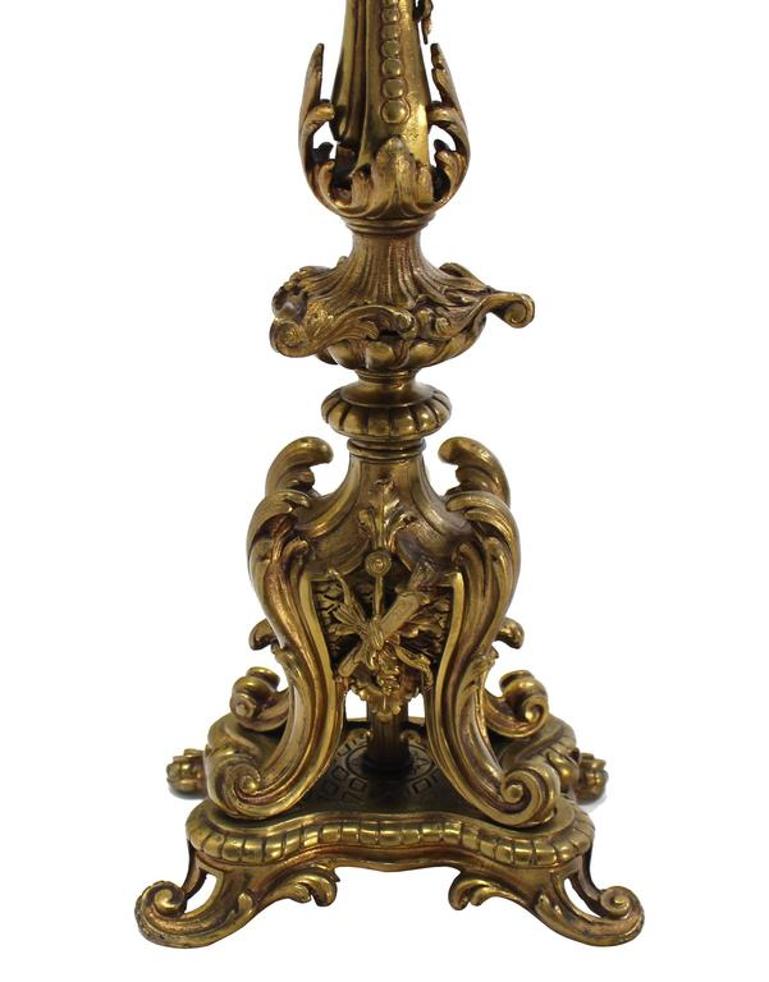 Rococo Style Gilt Metal Candelabra Table Lamp