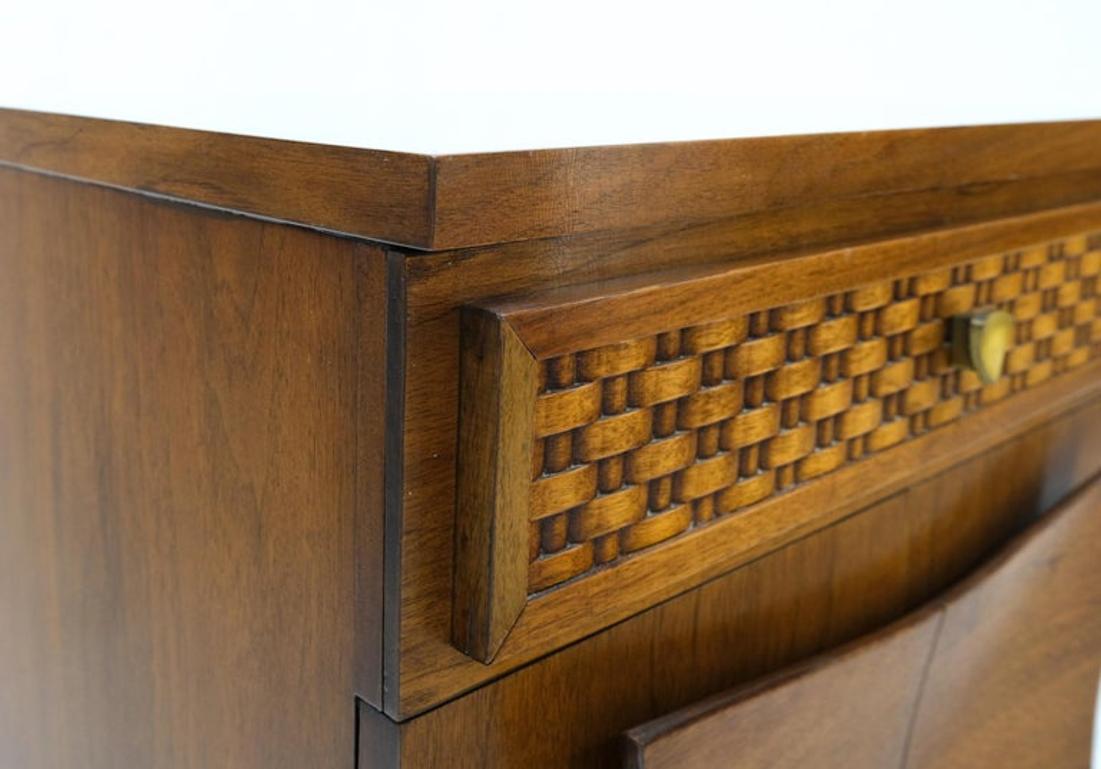 Heavy Turned Solid Walnut Legs Floating Lattice Ornament 1 Drawer Nightstand