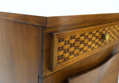 Heavy Turned Solid Walnut Legs Floating Lattice Ornament 1 Drawer Nightstand