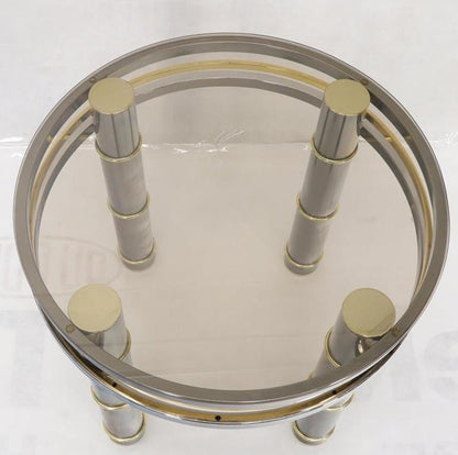 Chrome Brass Smoked Glass Round Side Table Stand