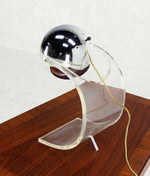 Chrome Globe and Lucite Base Mid-Century Modern Table Lamp