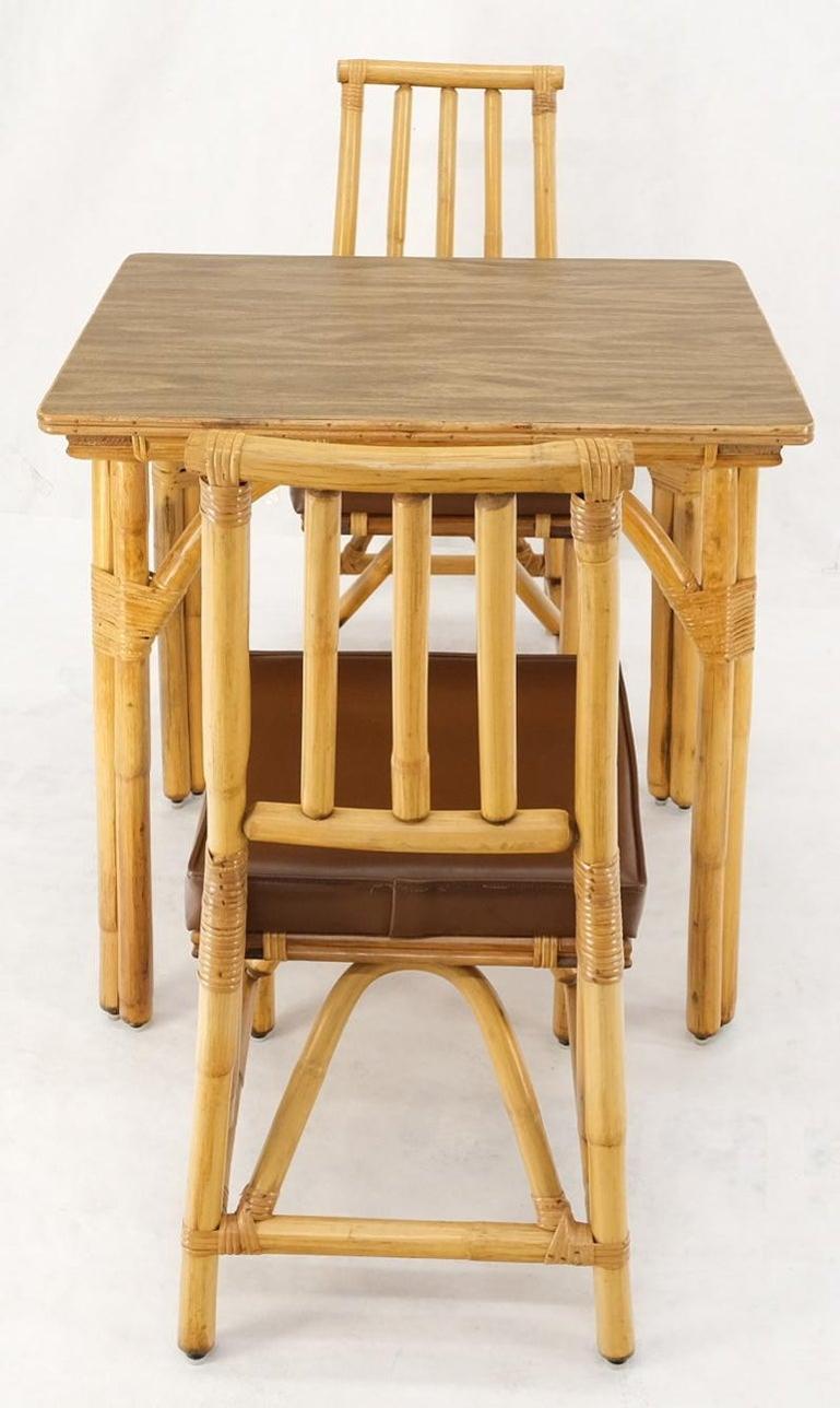 Petit Bamboo Rattan Reed Two Chairs Dinette Table 3 Piece Dining Small Table