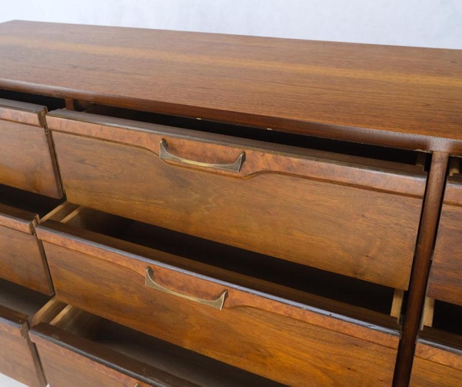 American Walnut Burl Mid-Century Modern 9 Drawers Dresser Credenza Cabinet MINT!