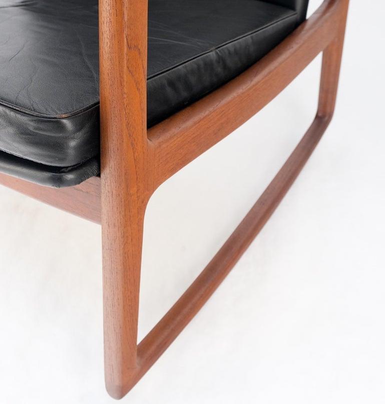 Danish Mid-Century Modern Teak Leather Upholstery Lounge Rocking Chair MINT!