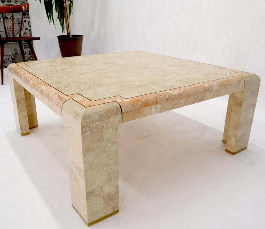 Tessellated Stone Brass Inlay Square Coffee Table