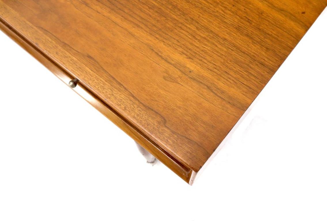 Glenn of California Atr. Walnut Three Drawers Coffee Table on Sculpted Legs