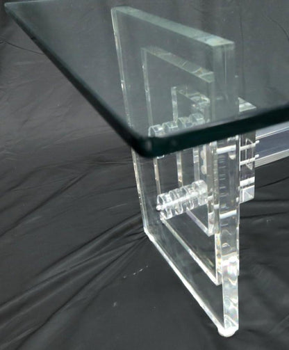 Stacked Lucite Base Rectangular Glass Top Coffee Table