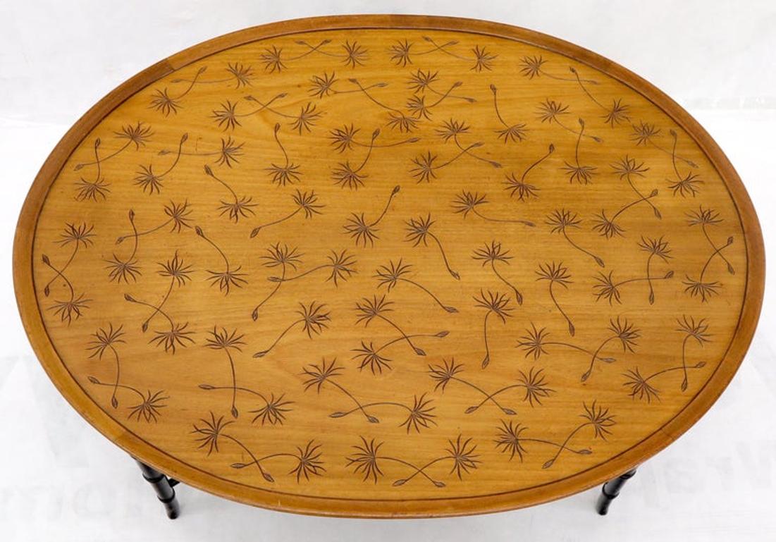 Tapered Faux Bamboo Leg Oval Top Coffee Table