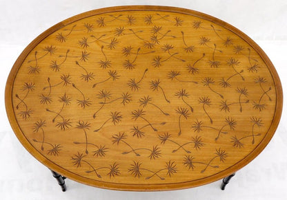 Tapered Faux Bamboo Leg Oval Top Coffee Table