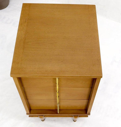 Light American Walnut Three Drawer End Table Night Stand w/ Brass Hardware Pulls