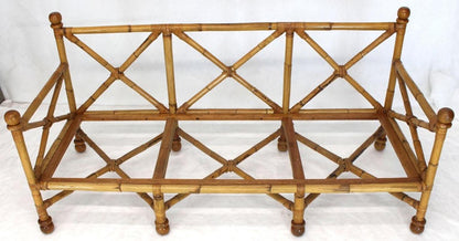 Vintage Heavy Gage Thick Bamboo and Leather X-Base Sofa Frame