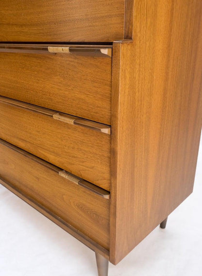 Mid-Century Modern Walnut 5 Drawers High Chest Dresser MINT!