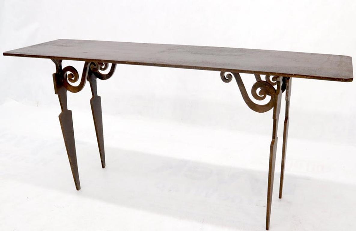 Thick Solid Steel Plate Top Cut Steel Legs Coffee Table Steam Punk Console Table