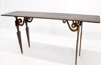 Thick Solid Steel Plate Top Cut Steel Legs Coffee Table Steam Punk Console Table