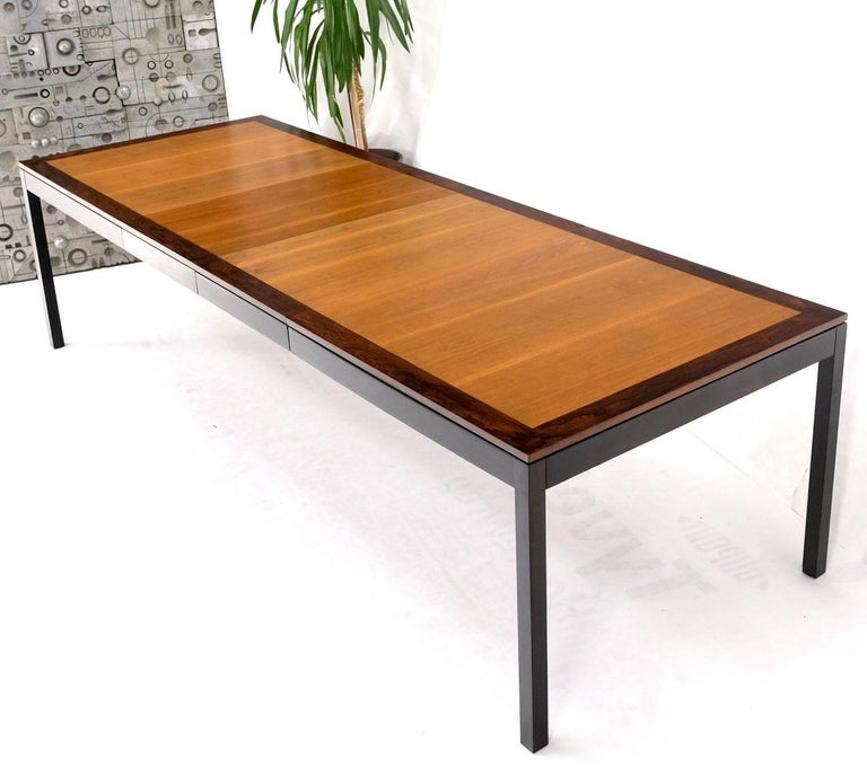 Banded Rosewood & Walnut Rectangle Dining Table w/ Two 20" Extension Boards