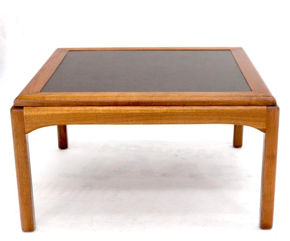 Square Oiled Walnut Faux Slate Top Coffee Table