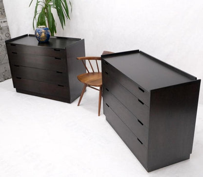 Pair of Ebonized Mahogany 4 Drawers Bachelor Chests w/ Gallery Tops Restored