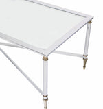 Chrome Brass X Base Glass Top Long Rectangle Coffee Table