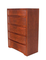 Concealed Mirror Art Deco Burl Wood High Chest Dresser Chest of Drawers.