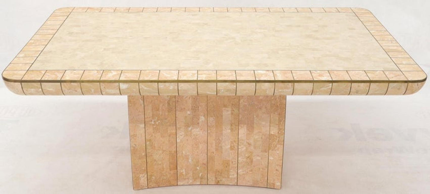 Brass & Tessellated Marble Stone Tile Top Dining Conference Tables