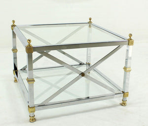 Glass Chrome Brass X Base Square Side Coffee End Table