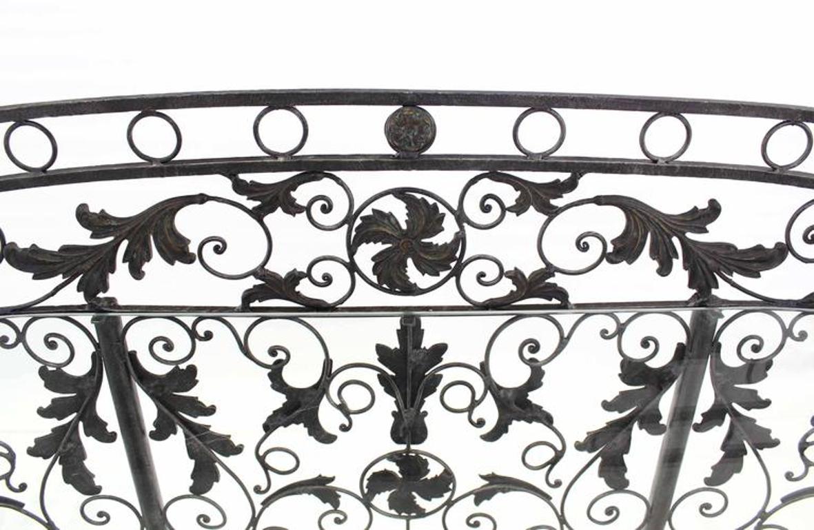 Maitland Smith Wrought Forged Iron Oval Side Board Server Display Case Console