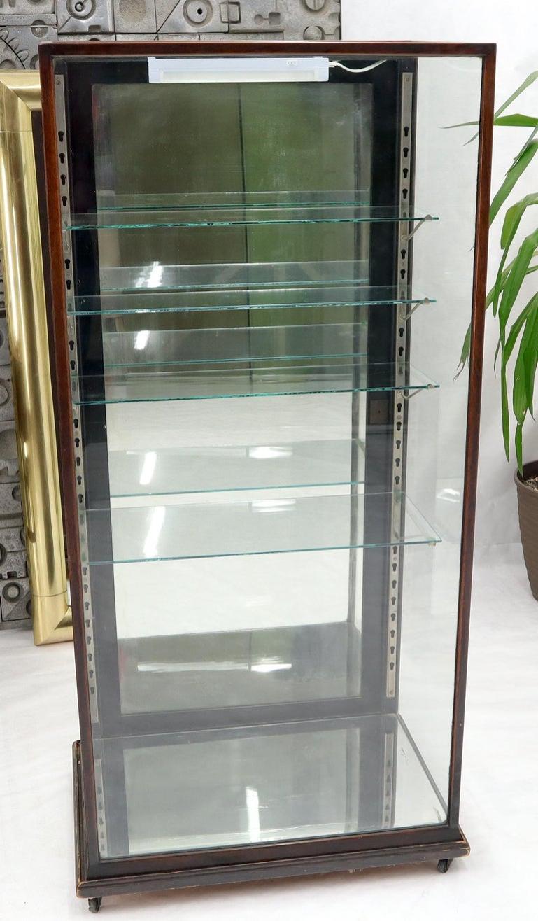 Solid Oak Art Deco Era Cube Shape Adjustable Shelves Show Case Vitrine