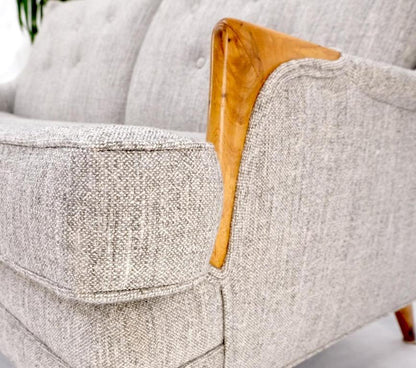 Mid Century Swedish Blond Birch Frame New Upholstery Love Seat Sofa Settee MINT!